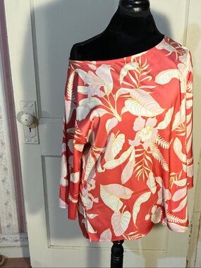 Colleen Lopez Coral Tropical One-Shoulder Tunic